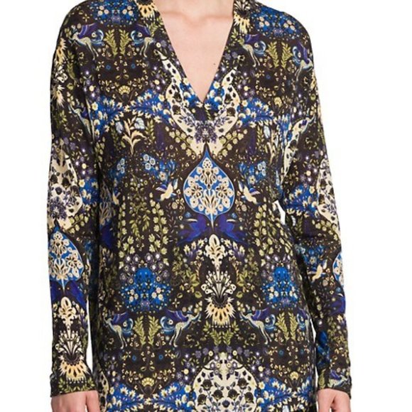 NWT$620 ETRO Artemis Jersey Sweater Black Ornamental-print V-neck jumper 46 / 10 - Picture 2 of 15